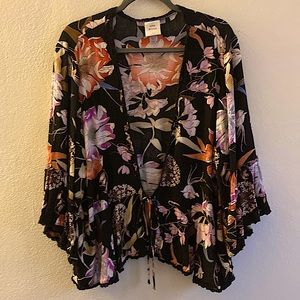 NWOT black floral cardigan